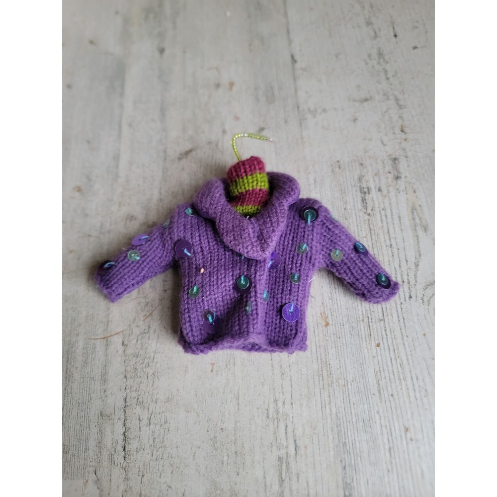 Unique miniature purple sweater vintage fashion ornament Xmas Plush